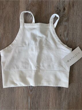 Athleta high neck white V-back tank / camisole